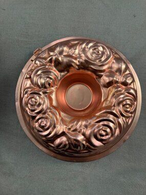 Vtg Roses Tube Mold Pan Copper Aluminum Jello Wall Hanging Decor 9"